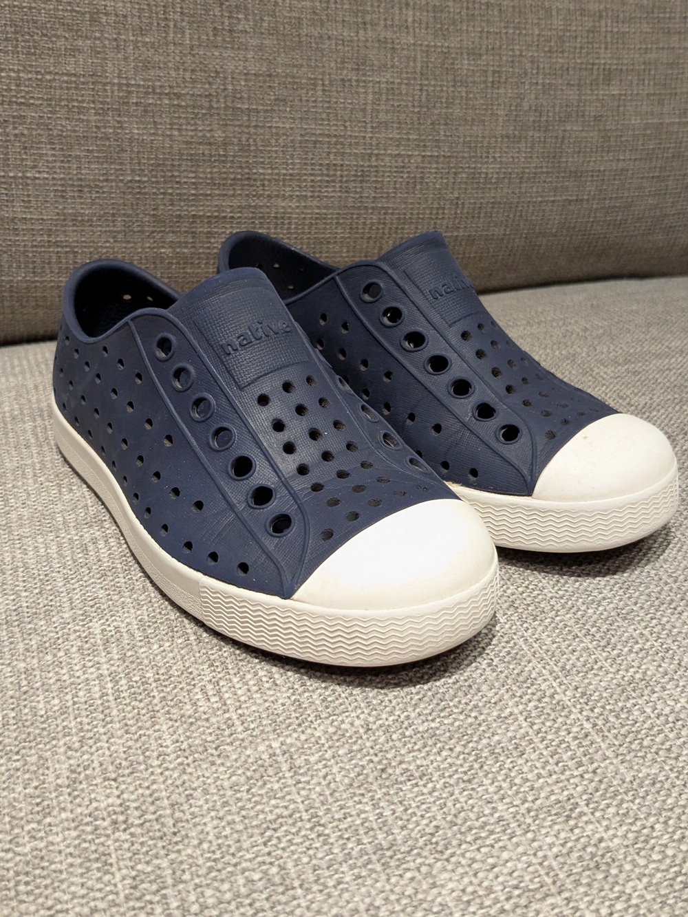 Native Jefferson Slip-On Sneakers in Navy and White